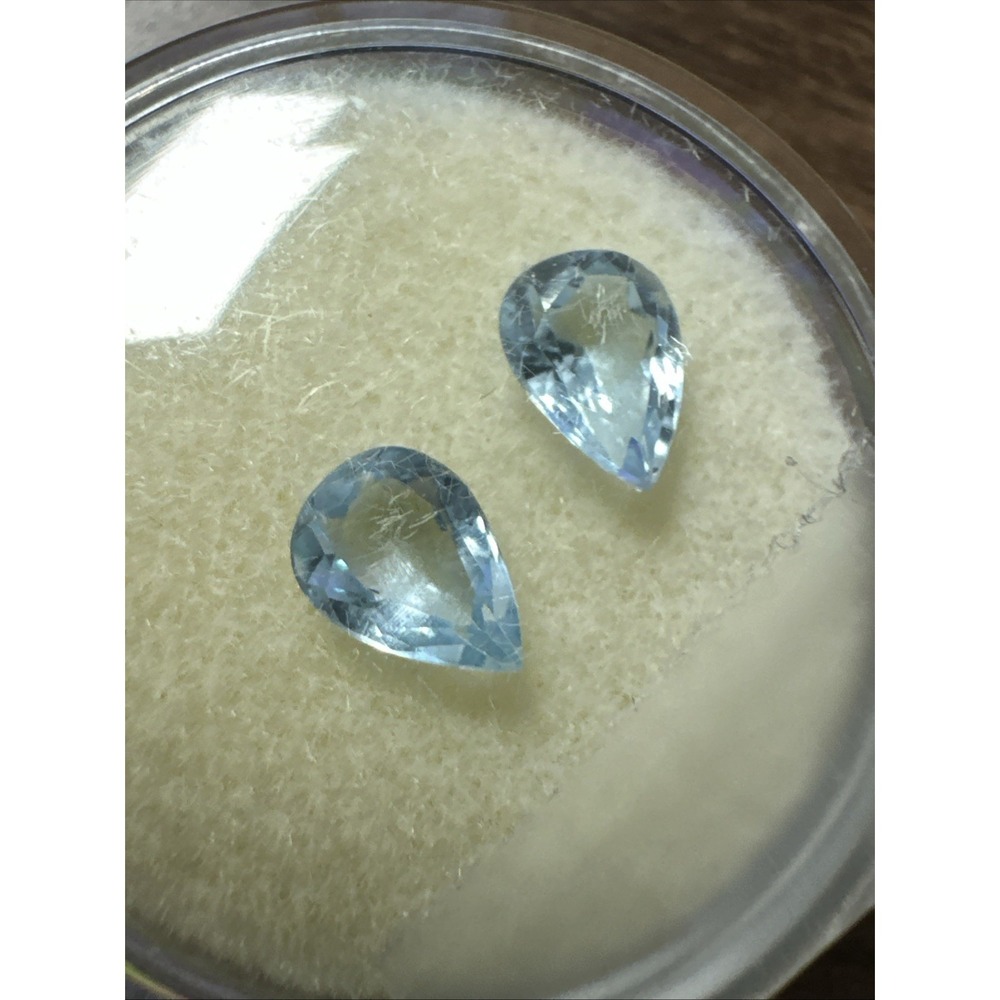 Natural Light Blue Aquamarine Pear‎ Cut Loose Gemstones 1.94ct Pair T9036 B29 - Picture 2 of 3